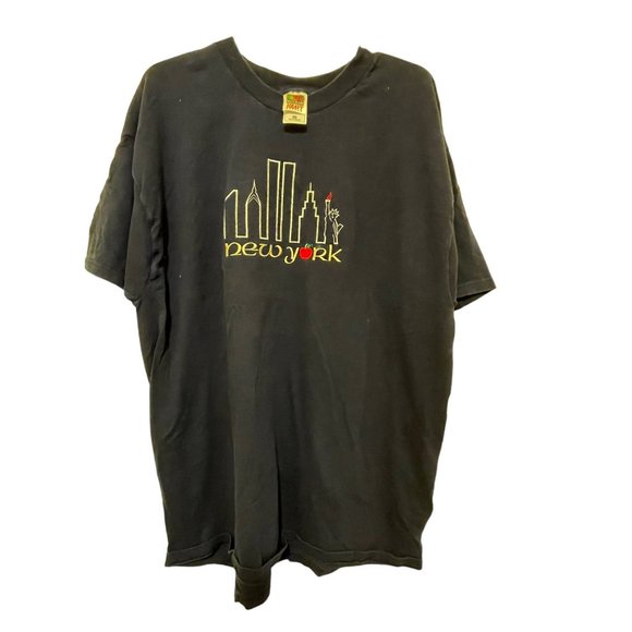 Mens Short Sleeve New York City Blue Heavy Cotton T shirt XXL Fruit of the Loom - Picture 5 of 7